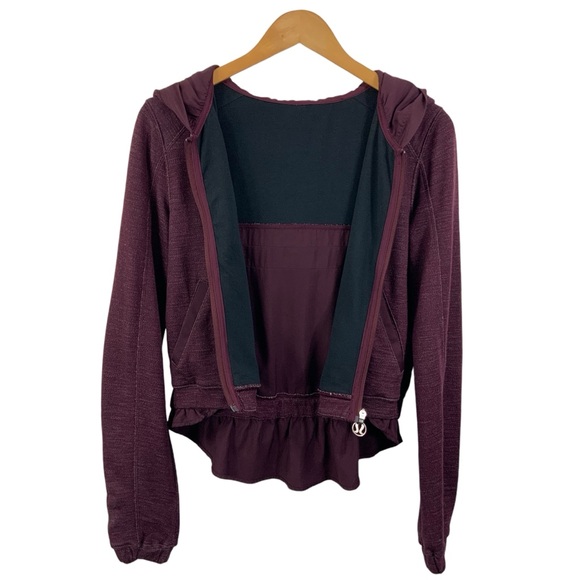 ♻️DONATED 5-1-25♻️ LULULEMON Zip Up Hoodie Size 6 Heathered Burgundy Maroon  A27 - Picture 8 of 14